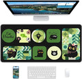 XL Gaming Mouse Pad, 31.5x15.7'' Large Desk Mat with Anti-Slip Rubber Base & Stitched Edges for Gaming, Office, Home, Cute Kitty