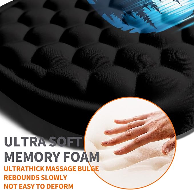 Ergonomic Joint Wrist Support Mouse Pad with Memory Foam Cushion Massage Bump, Carpal Tunnel Wrist Support Mousepad Slope Design for Wrist Rest, 11.8x7.9 in, Guitar