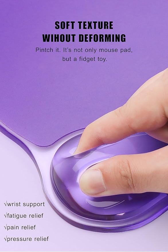 Mouse Pad with Wrist Rest, Soft Cloud Gel Keyboard Mouse Pad Set with Hand Wrist Support, Cute Non Slip Office Desk Accessories for Comfort/Computer/Laptop (2Pc Clear Wave)