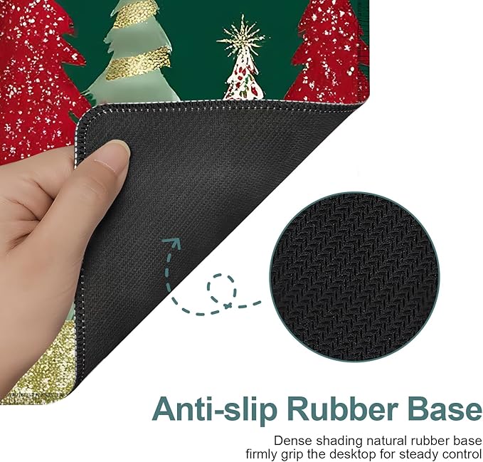 Christmas Tree - Green Extended Gaming Mouse Pad 35.4x15.7Inch Large Desk Mat Anti-Slip Rubber Base & Durable Stitched Edges for Gamers Smooth Mouse Writing Surface for Desk Office/Home
