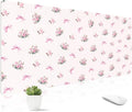 Mouse Pad Leather Desk Mat Large Keyboard Cute Office Desktop Computer Laptop XXL Long Big Aesthetic Modern Design Women Girls Gaming Gamer Oversized Wide Mousepad 31.5"x15.7", Bow Rose