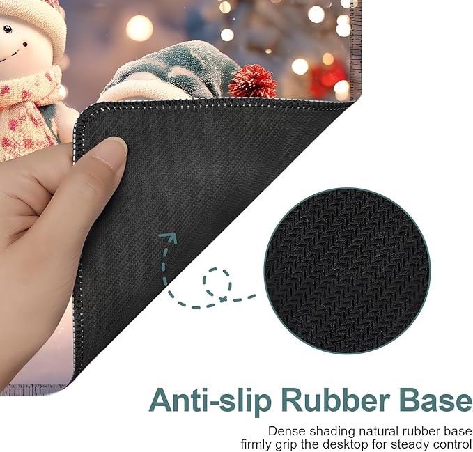Six Snowmen Extended Gaming Mouse Pad 35.4x15.7Inch Large Desk Mat Anti-Slip Rubber Base & Durable Stitched Edges for Gamers Smooth Mouse Writing Surface for Desk Office/Home