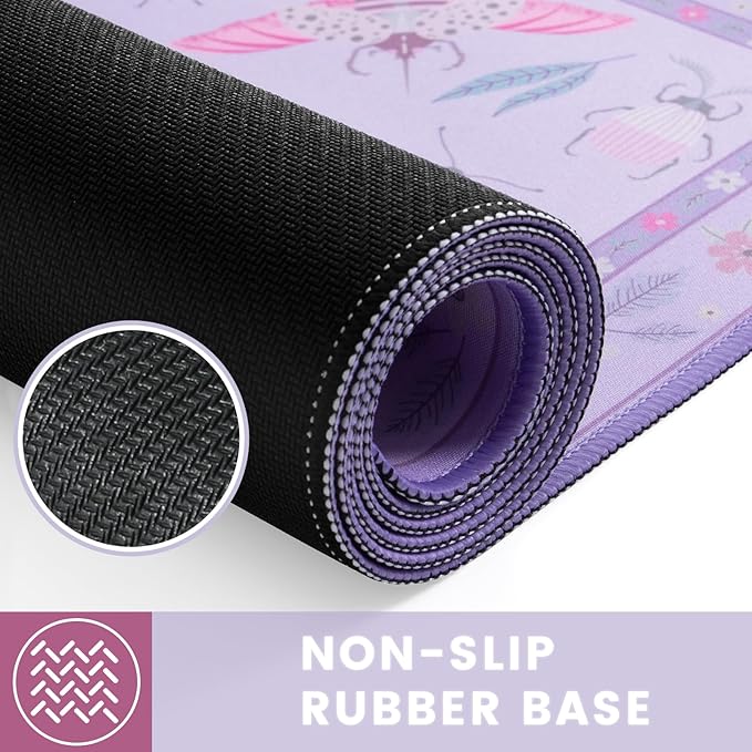 HAOCOO Purple Desk Mat, Computer Mouse Pad, Floral Desktop Mat with Non-Slip Rubber Base, Waterproof XXL Mousepad, Soft Computer Mouse Pad for Gaming, Office Aesthetics