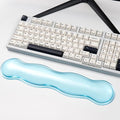 Clear Gel Keyboard Wrist Rest, Blue Silicone Keyboard Wrist Rest, Cute Ergonomic Wrist Rest for Keyboard 60%/75% (Blue-Long)