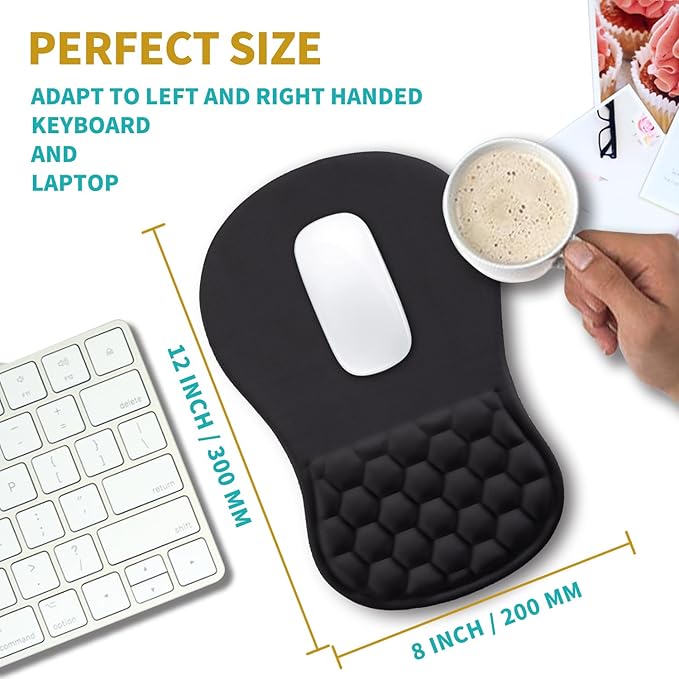 Hokafenle Ergonomic Mouse Pad Wrist Support, Wrist Rest Mousepad for Carpal Tunnel with Integrated Memory Foam Slope Massage Bulge (11.8x7.9 inch,Polar Night)