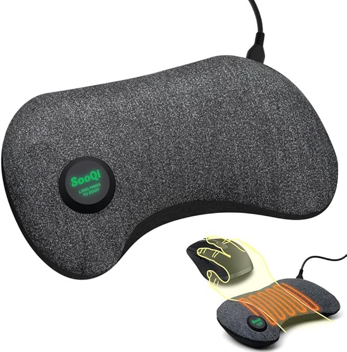 USB Heated Wrist Rest for Mouse, Dual-Sided Design with Warm Heat & Cooling Beads for Pain & Fatigue Relief, Ergonomic Support for Office Work, Home, PC & Laptop Gaming