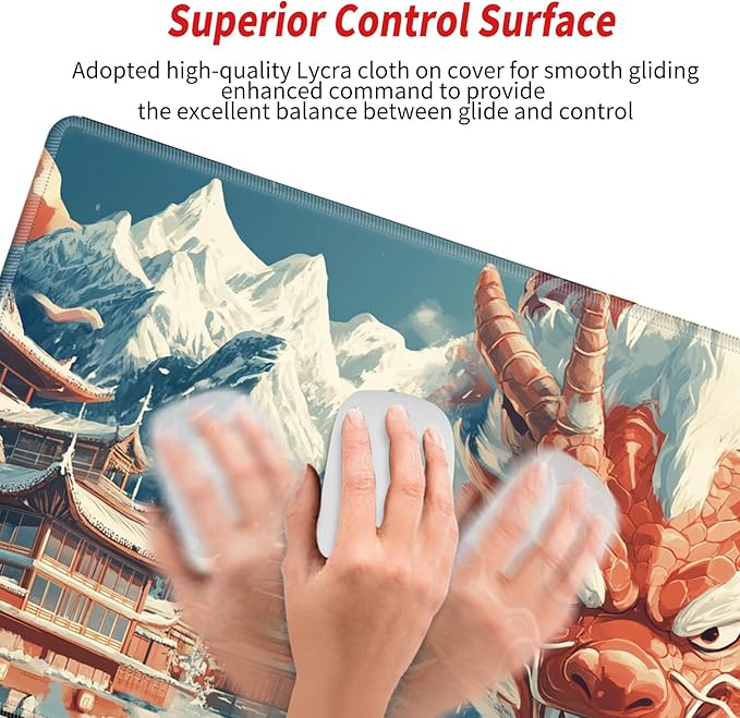 Dragon Mouse Pad Gaming Desk Mat 36x12 Mousepad Large Desk Pad Long Mouse Mat Big Laptop Mat for Wireless Mouse Non Slip Office Work Computer
