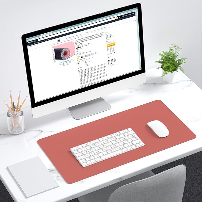 Dapesuom Large Mouse Pad, Extended Gaming Mouse Mat with Stitched Edges, Full Size Desk Mats with Non-Slip Base, Computer Big Desktop Keyboard Pad for Laptop, Office, 23.6 x 11.8 in, Indian Red
