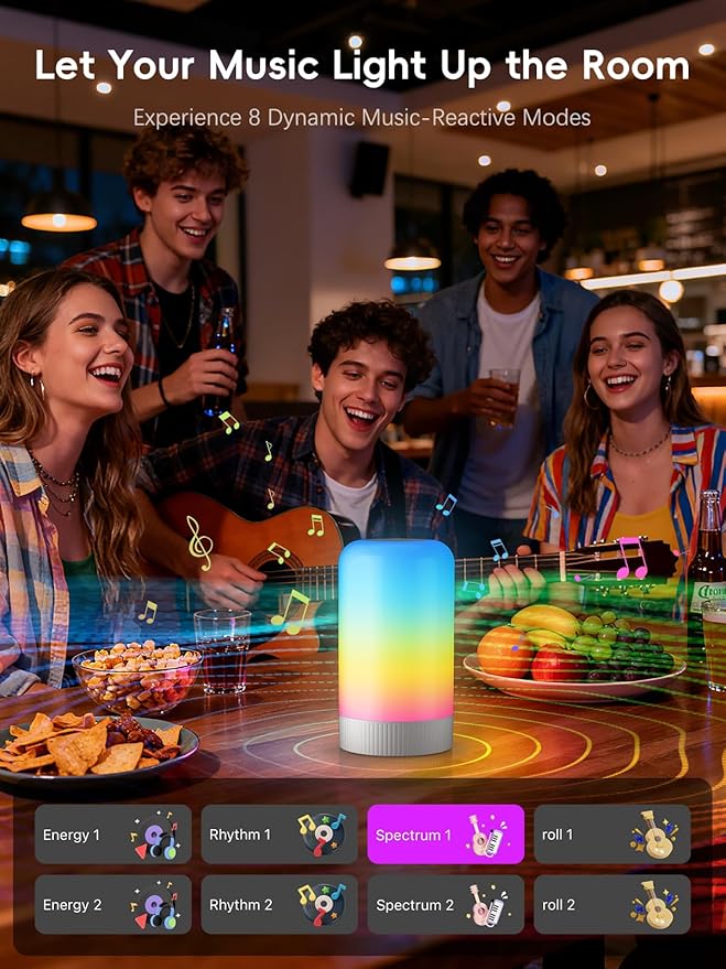 RGBICWW Smart Table Lamps, Touch Bedside Small Table Lamp, LED Desk Lamp with 30+ Scenes & 16M Colors, App & Touch Control, Color Changing Lamp for Bedroom Living Room Dimmable Night Light, Black