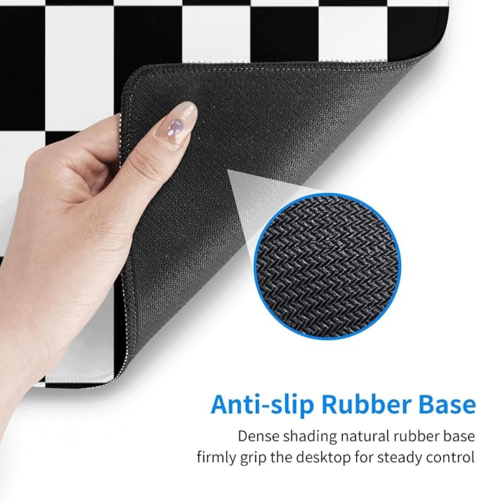 Black and White Checkered Mouse Pad Extended Large Gaming Mousepad XL Big Long Oversized Desk Mat Stitched Edges 31.5 X 11.8 Inch for Home Office
