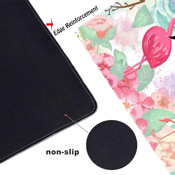 Pink Flamingos Non-Slip Rubber Large Mouse pad for Desk,Large Gaming Mouse Pad XXL Extended Mouse pad with Stitched Edges Non-Slip Base Water Resist Pad Desk Mat 35.4x15.7inch