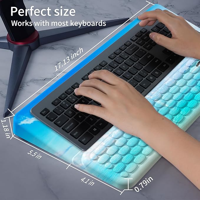 Wrist Rest for Computer Keyboard, Keyboard Wrist Rest, Ergonomic Keyboards Holder for Easy Typing Working, Wrist Pad for Keyboards with Comfortable Wrist Rest for Keyboard Blue