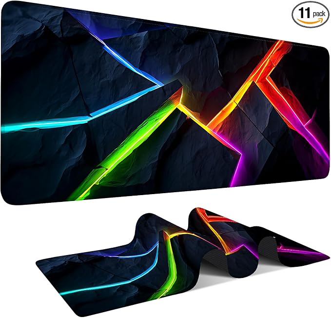 Energy Bar Extended Gaming Mouse Pad 35.4x15.7Inch Large Desk Mat Anti-Slip Rubber Base & Durable Stitched Edges for Gamers Smooth Mouse Writing Surface for Desk Office/Home