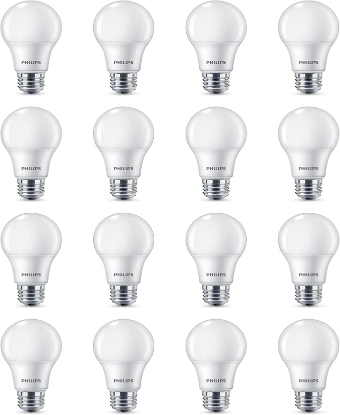 PHILIPS LED 60W A19 16-Pack Basic Daylight (5000K) 800 Lumen (9W = 60W) Frosted Flicker-Free Light Bulbs