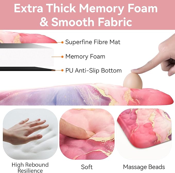 Ospelelf Pink Mouse Pad with Wrist Support Large Ergonomic Office Comfy Mousepad Wrist Rest