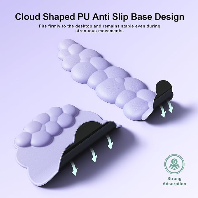 Cloud Mouse Pad with Wrist Rest, Cloud Keyboard Wrist Rest, Mouse Pad Wrist Support, Ergonomic Keyboard Mouse Wrist Support (Purple)