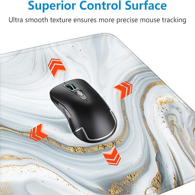 White Marble Desk Mat Abstract Gold Striped Extended Gaming Mouse Pad Mat with Stitched Edge Non-Slip Base Big Mouse Pad 31.5"x11.8" Office Computer Keyboard Laptop Home