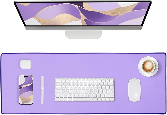 ALOANES Waterproof Mouse Pad with Durable Stitched Edge, XL Gaming Keyboard Pad, Non-Slip Rubber Base Mouse Mat, Extended Desk pad for Gamer, Office & Home, Lavender Mousepad 31.5"x 11.8"x 0.12"