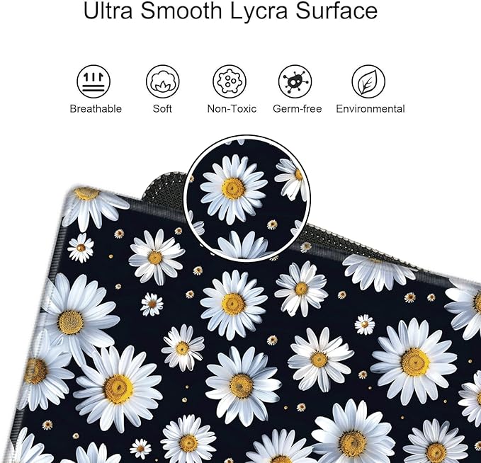 Large Mouse Pad Gaming Desk Pad Daisy Mousepad for Wireless Mouse XXL 31.5''X15.75'' Big Desk Mats Extended Mouse Mat of Girl Desktop Computer with Coaster