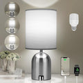 Bedside Table Lamp for Bedroom, 3 Way Dimmable Touch Small Desk Lamp for Office with USB Charging Port Lamps for Living Room, Bedroom, Reading Room, Office, Grey/Sliver, Silver