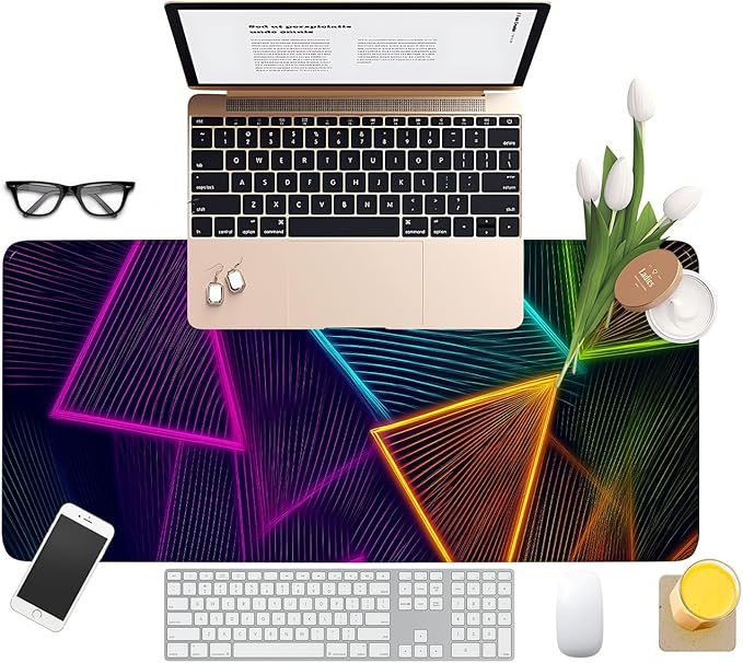Colorful Extended Gaming Mouse Pad 31.5x11.8inches Large Desk Mat Anti-Slip Rubber Base & Durable Stitched Edges for Gamers Smooth Mouse Writing Surface for Desk Office/Home