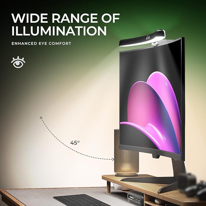 Monitor Light Bar Curved, RGB Backlight, Computer Screen Lamp for Eye Care, Dual Light Mode with Touch Control Timed, Gaming Accessory, Radius of Curvature 1500 mm