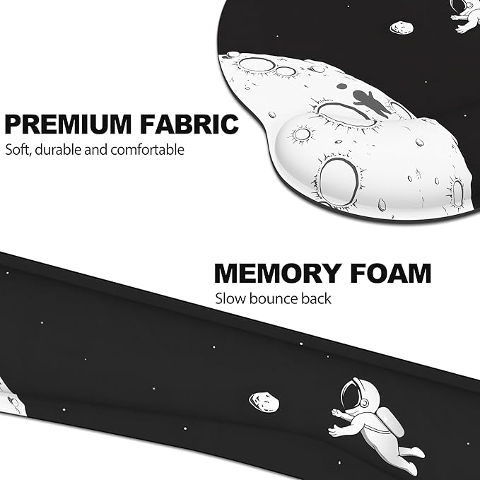 Ergonomic Mouse Pad with Wrist Rest and Keyboard Wrist Rest, Mousepad and Wrist Rest for Computer Keyboard, Non-Slip Rubber Base, Mouse Pad with Wrist Support for Gaming, Astronaut