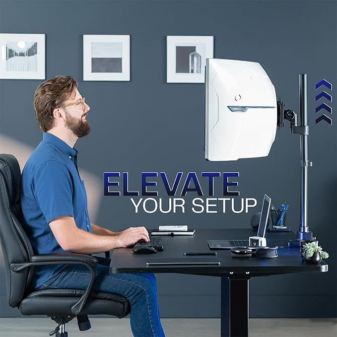 VIVO Single Ultra-Wide Monitor Desk Mount for up to 57 inch Ultrawide Screens, Extra Tall Heavy Duty Adjustable Stand Holds 59.4 lbs, Black, STAND-V157R