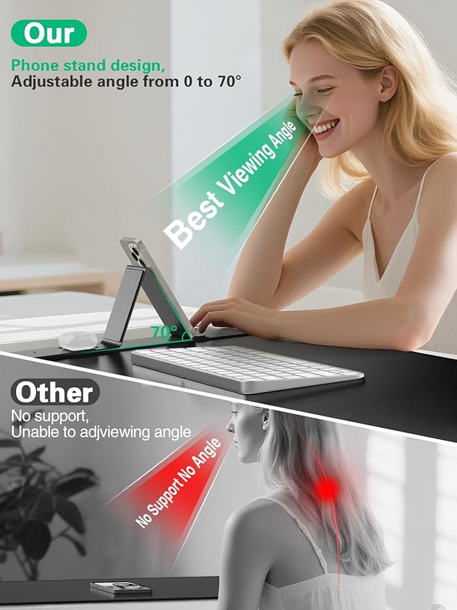 Mouse Pad with Foldable Phone Holder, Wireless Charging Desk Mat, 31.5"x15.8" Large Mousepad with Superior Micro-Weave Cloth, XXL Desk Pad with Non-Slip, Waterproof Keyboard Pad for Home & Office