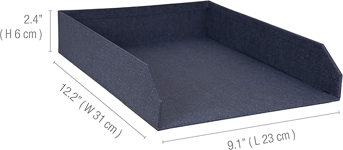 Bigso Hakan Letter Trays - Stackable Paper Tray Organizer with Stable Rubber Feet for A4 or Letter Size Documents - 9.1 in x 12.2 in x 2.4 in - Pack of 2 - Blue