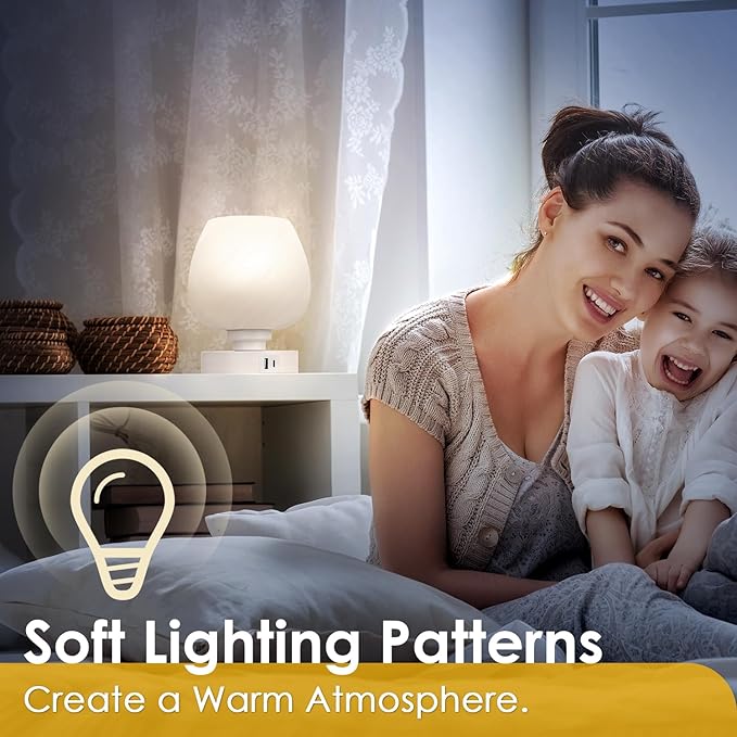 Soilsiu Bedside Table Lamp - Touch Small Lamp for Bedroom Nightstand, 3-Way Dimmable, USB A+C Charging Ports, White Opal Glass Shade, Warm LED Bulb Included