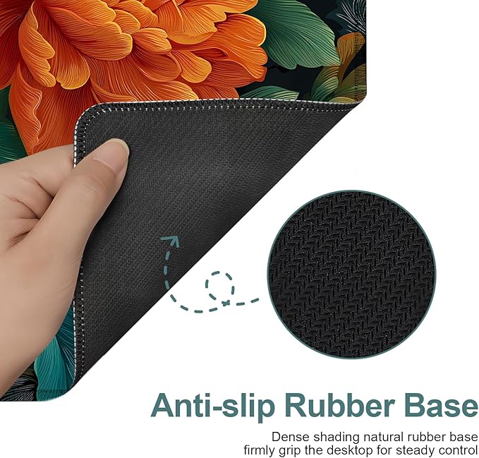 Retro Flower Spring Extended Gaming Mouse Pad 35.4x15.7Inch Large Desk Mat Anti-Slip Rubber Base & Durable Stitched Edges for Gamers Smooth Mouse Writing Surface for Desk Office/Home