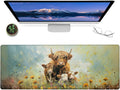 Highland Cow Family Gaming Mouse Pad,12x31.5in Non-Slip Rubber Cute Cattle Desk Mat,Large Extended Farmhouse Spring Mousepad for Office Home Laptop,Mice Pads Gifts,Game Lover Deskmat Decor