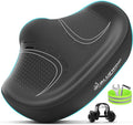 BLUEWIND New Noseless Oversized Bike Seat, Wide Bicycle Saddle Novel Backrest Design for Electric Bike, Universal Fit Exercise Bike or Road Stationary Bike Seat Cushion for Men & Women