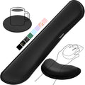 Gimars Upgrade Enlarge Silky and Superfine Fabric Gel Memory Foam Keyboard Wrist Rest Set, Ergonomic Keyboard Mouse Wrist Support for Typing, Comfort for Office, Gaming, Computer, Black