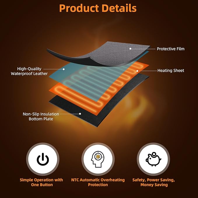 Heated Desk Pad Mouse Pad - Heated Desk Mat - Warm Desk Pad - 3 Levels Heating & 4 Hours Auto Shut-Off, PU Leather Mouse Pad - 31.5 x 13 inch (Medium Grey)