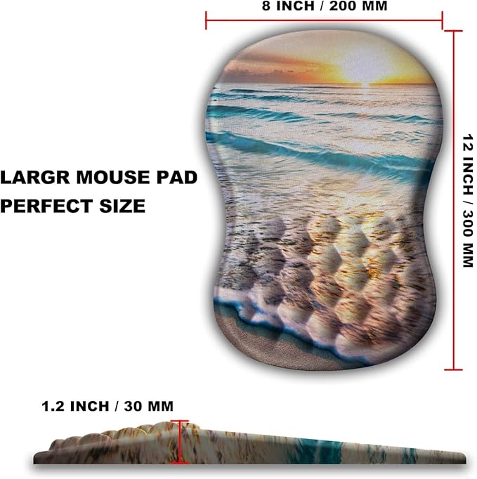 Mouse Pad Wrist Support, Ergonomic Mouse Pad with Massage Dot, Comfortable Computer Mouse Pad for Laptop, Wrist Rest Mousepad with Non-Slip PU Base for Office & Home, 12 x 8 in
