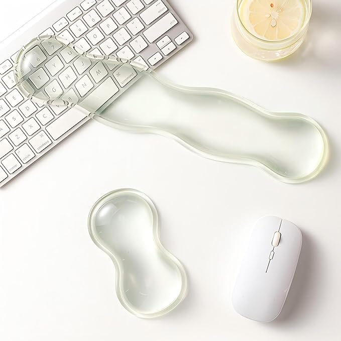 Gel Keyboard Wrist Rest Set, Clear Wrist Rest for Keyboard and Mouse, Ergonomic Keyboard Mouse Wrist Rest for Typing, Suitable for Office, Gaming, Computer, Laptop - Transparent Green