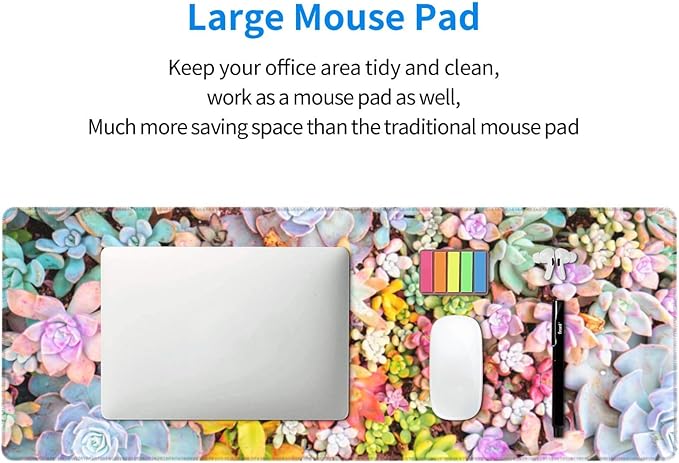 Succulent Mouse Pad Extended Large Gaming Mousepad XL Big Long Oversized Desk Mat Stitched Edges 31.5 X 11.8 Inch for Home Office