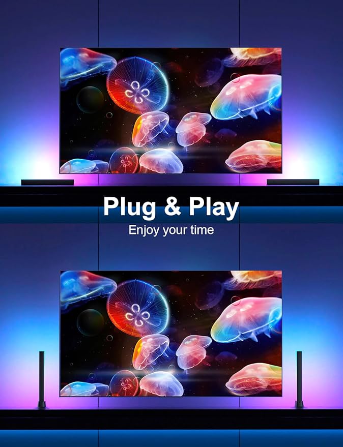 RGB IC LED Light Bar, LED Light Bar with Remote Control, 16 Million Colors & Music Sync, Color Changing Ambient TV Backlights for Home Decor, Gaming, Festivals, Party
