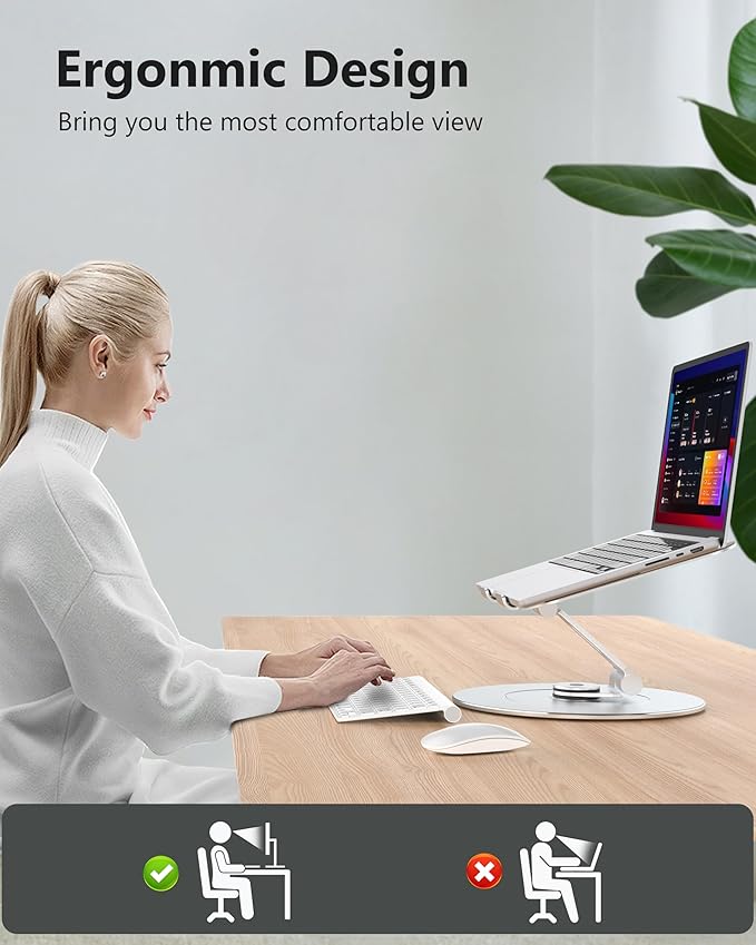 Laptop Stand with Phone Holder, Adjustable Laptop Stand, Aluminum Computer Mount Holder, Ergonomics Laptop Riser for Desk, Lectern Stand Fits MacBook, up to 17.3" All Notebooks Silver