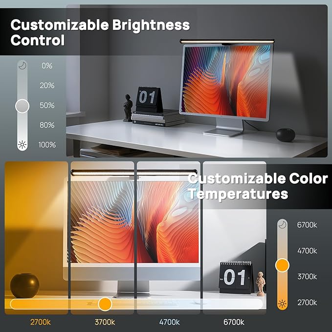 Hive Vibes 17" Monitor Light Bar with 15 Colors RGB Backlight, Wireless Remote and App Control, 3 Colors Temperature, Stepless Dimming, Eye Care, Anti-Glare Desk Lamp for Home, Office and Gaming