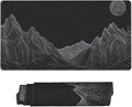 AQQA Black Gaming Mouse Pad (31.5x15.7 in), XL Large Mouse Mat Long Desk Pad with Non-Slip Rubbe Stitched Edges, Keyboard Mousepad for Work, Game, Office, Home (Mountain)