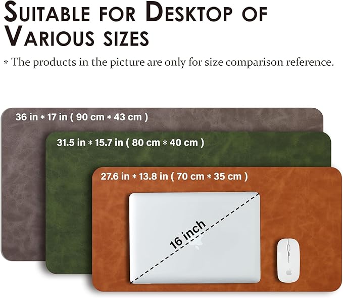Distressed Leather Desk Mat - Non-Slip PU Desk Pad for Office and Home - Desk Organization and Accessories - Ideal for Large Mouse Pad and Desk Mats on Top of Desks(Mahogany,36"x 17")