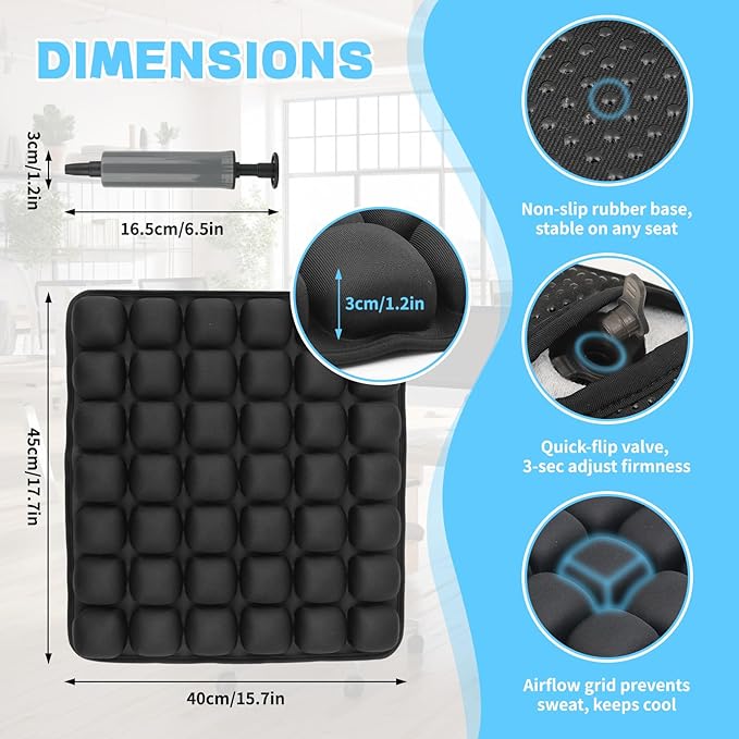 Sondor Travel Seat Cushion-Airplane seat Cushion for Long Flights, Inflatble Cushion for Office，Chairs,Car and Wheelchair.Portable and Ergonomically Designed Cushion.