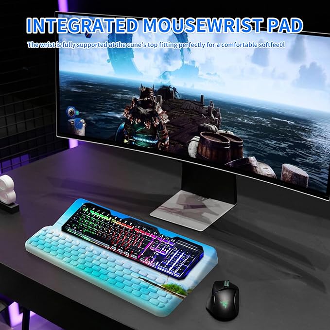 Wrist Rest for Computer Keyboard, Keyboard Wrist Rest, Ergonomic Keyboards Holder for Easy Typing Working, Wrist Pad for Keyboards with Comfortable Wrist Rest for Keyboard Blue