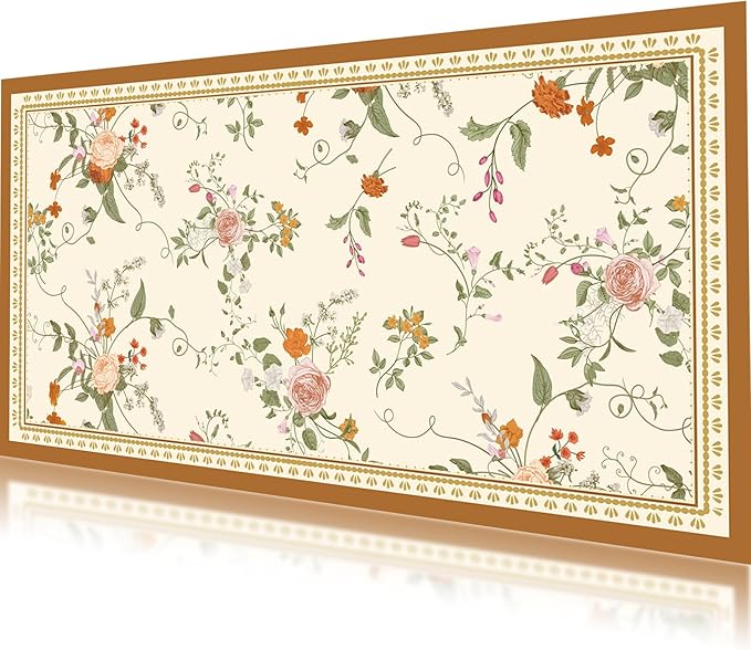 Desk Pad, ZAXOXAZ PU Leather Desk Pad Protector, 31.5" x 15.7" XXL Large Extended Flowers Mouse Pad, Big Desk Mat Floral Desk Blotter, Waterproof Desk Writing Pad for Office and Home