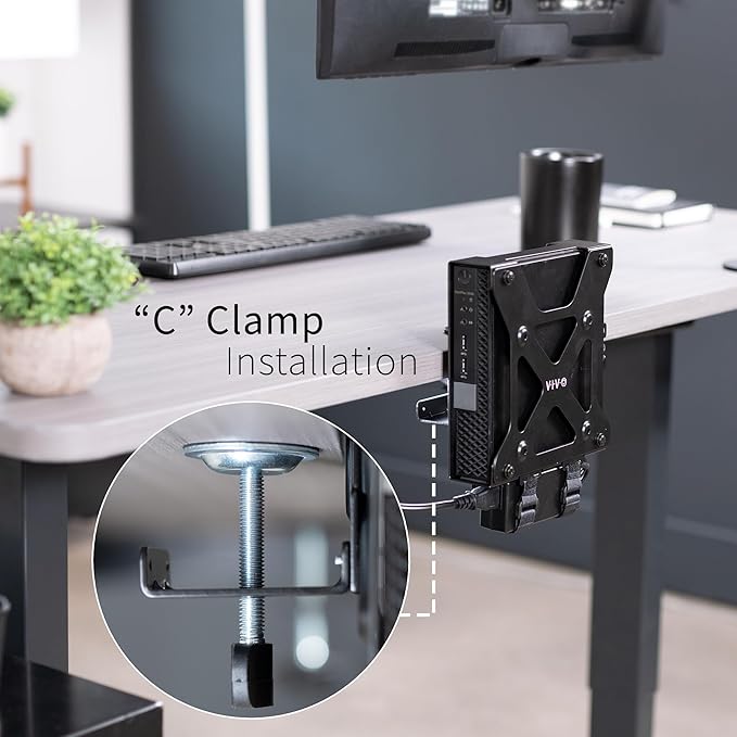 VIVO Behind Monitor VESA Mount Designed for Dell OptiPlex Micro CPU, Monitor Arm Computer Holder, Concealed Behind Screen, Desk Clamp Option, Black, Mount-DLMM1