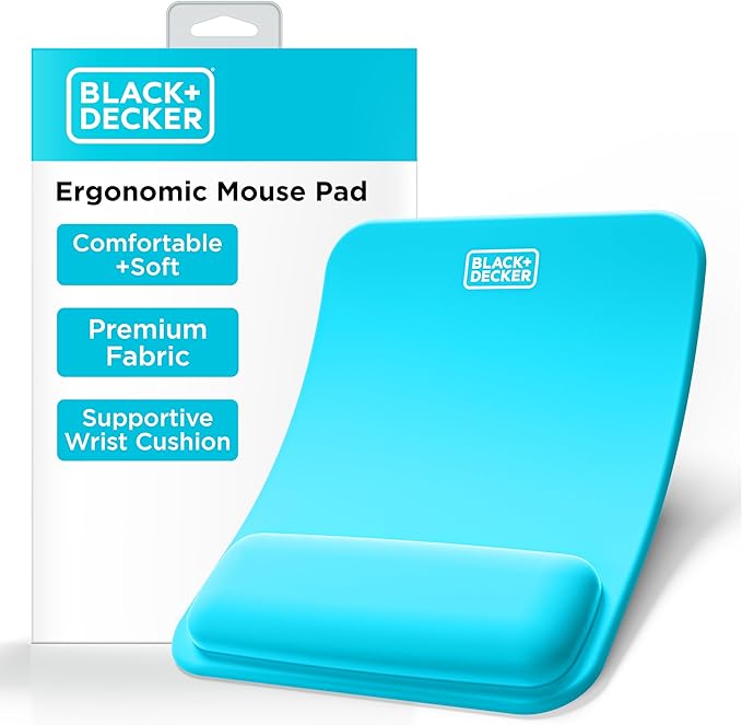 BLACK+DECKER Ergonomic Mouse Pad Wrist Support - Comfortable Mouse Pad Wrist Rest - Wrist Relief Gel Mousepad - Non-Slip Base Aesthetic Mousepad for Gaming, Home, Office - Perfect for Computer, Laptop