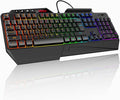 TECKNET Wired RGB Gaming Keyboard - 26-Key Anti-Ghosting, 13 Lighting Modes, Spill-Resistant, 108 Membrane Keys, Plug & Play - with Ergonomic Wrist Rest & Phone Holder for Windows/Mac (Black)